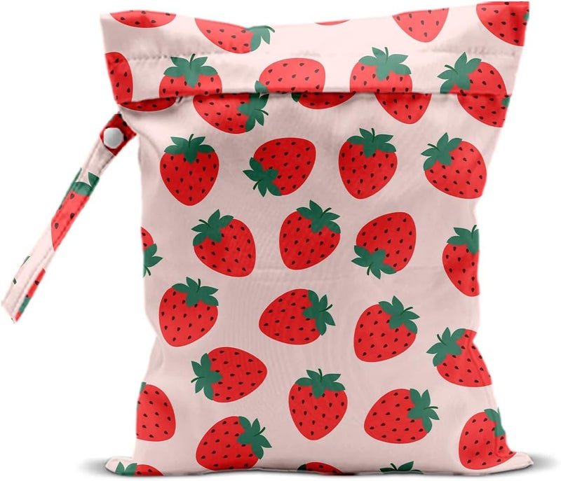 CQM Summer Fruits Wet Bags 12x10 Inch, Strawberry Waterproof Travel Laundry Bags, Reusable Wet Dry Bag for Swimsuit Beach Diapers Dirty Yoga Gym Clothes, Travel Gifts for Women Friend - Image 1